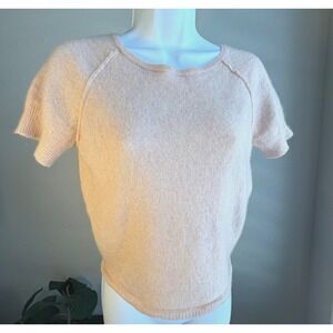 James Perse 100% Cashmere Short Sleeve Sweater‎ Women's Size 3 Beige Blush Soft